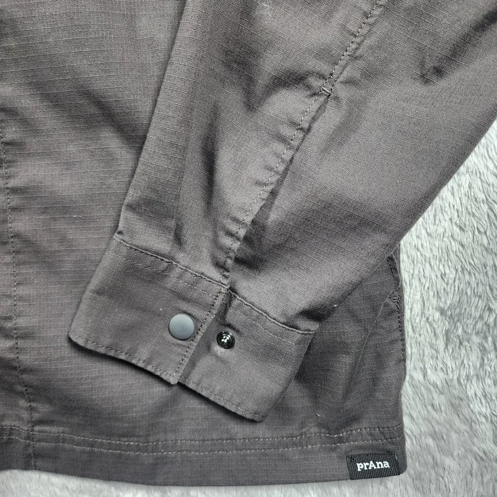 PrAna Jacket Mens XL Gray Hooded Windbreaker Softshell‎ Full Zip Pockets Outdoor